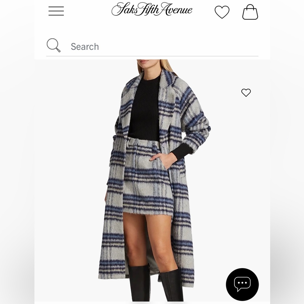 En Saison Blue and Gray Plaid Coat and Skirt SET